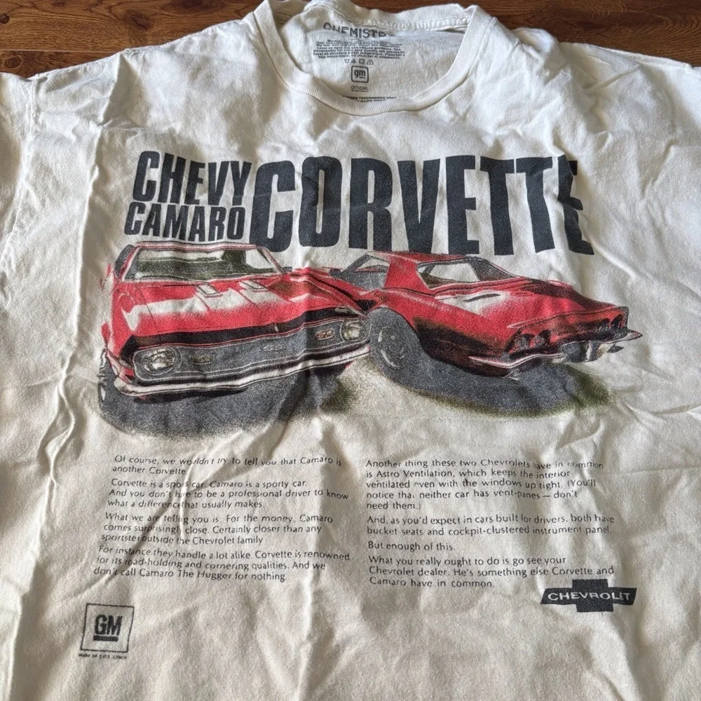 Chemistry Chevy Camaro Corvette T-Shirt short sleeve graphic tee in size XL